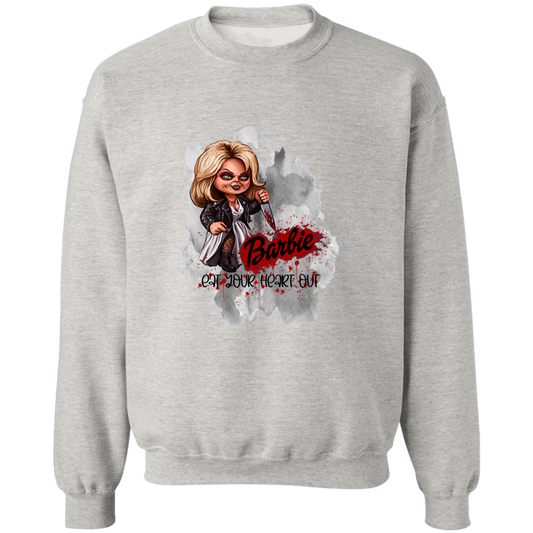 Untitled design - 2023-07-28T195028.387 Z65x  Barbie Eat Your Heart Out Pullover Crewneck Sweatshirt 8 oz (Closeout)