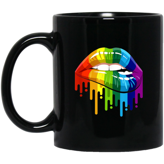 BM11OZ   Colorful Lips11 oz. Black Mug