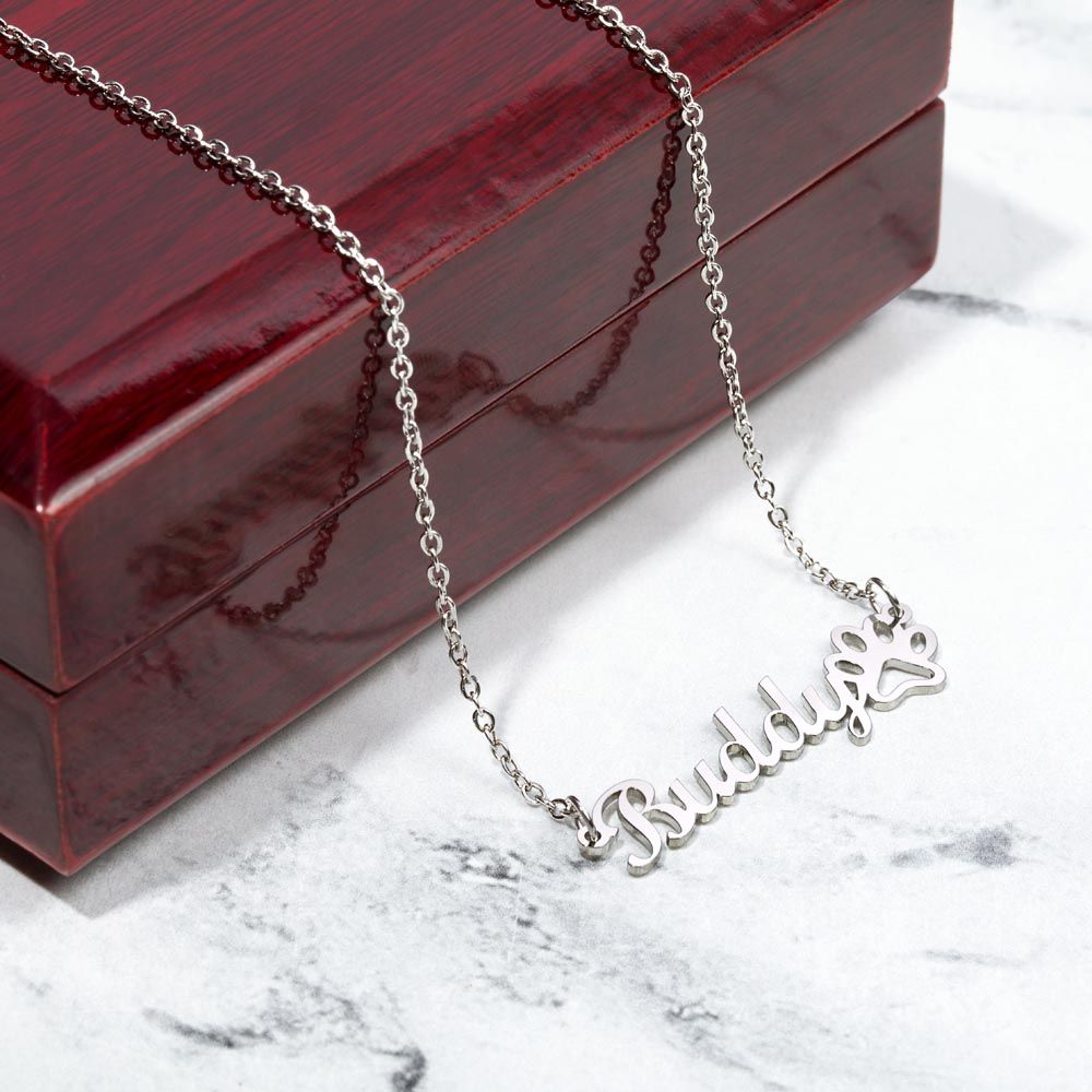 Missing You / Personalized Dog Paw Print Name Necklace