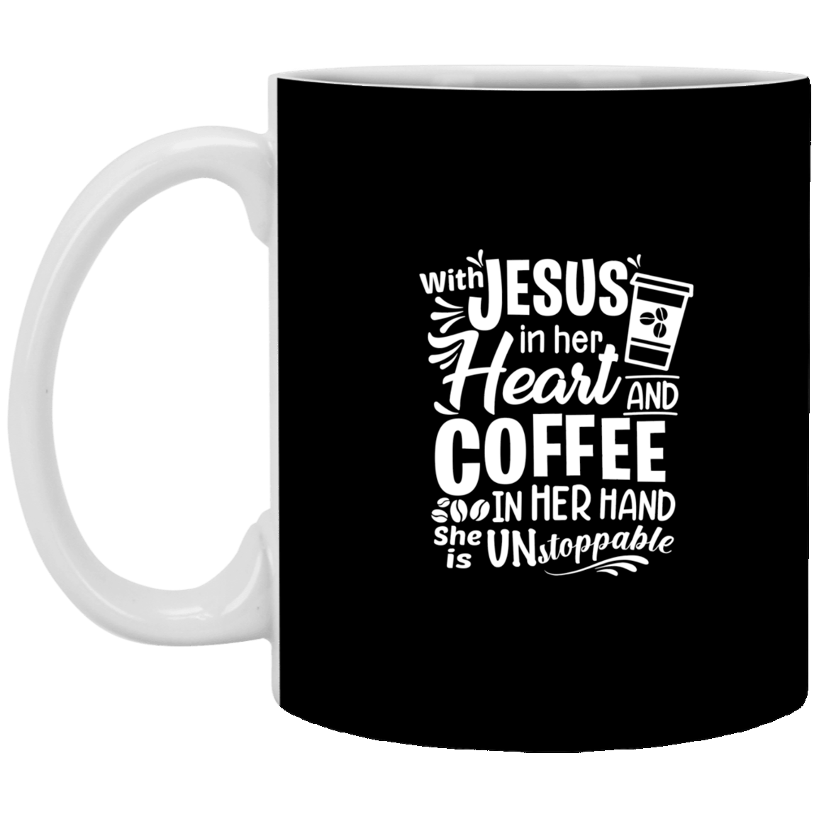 XP8434  With Jesus In Her Heart And Coffee 11 oz. White Mug