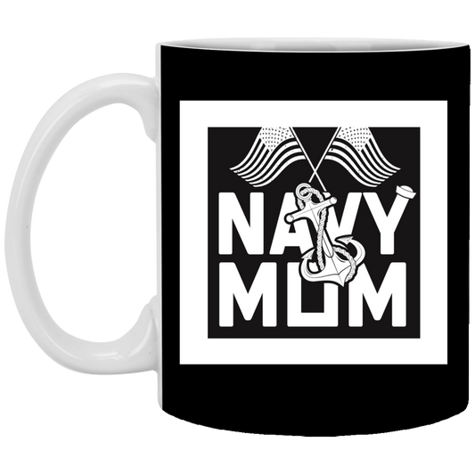 XP8434  Navy Mom 11 oz. White Mug