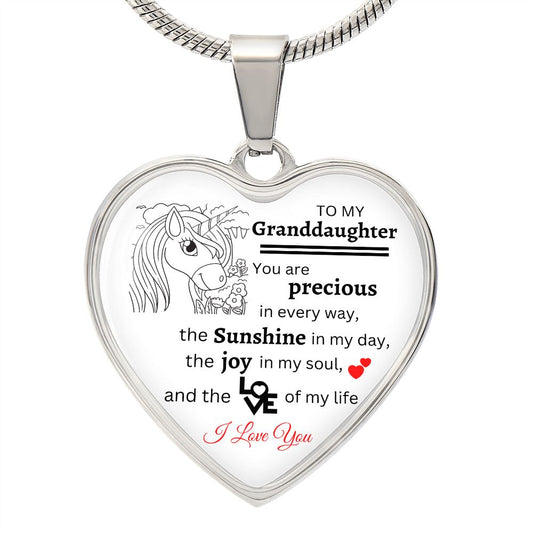 To My Granddaughter / You Are Precious / Heart Necklace