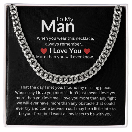 To My Man / I Love You / Cuban Link Necklace