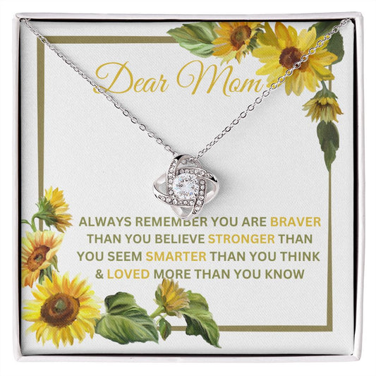 Dear Mom Always Remember / Love Knot Necklace