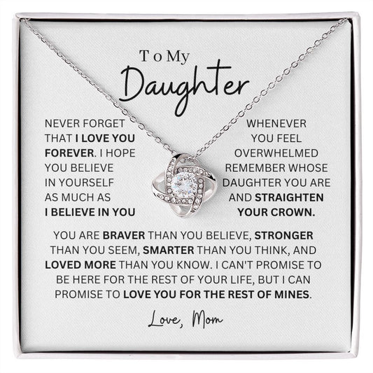 To My Daughter / Never Forget / Love Mom / Love Knot Necklace