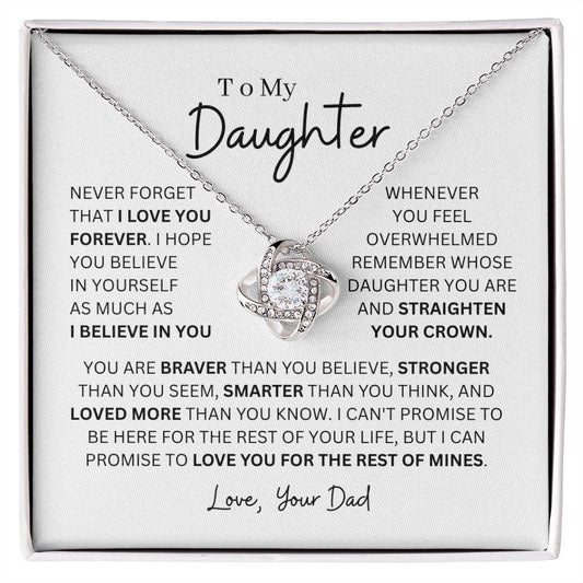 To My Daughter / Never Forget / Love Dad / Love Knot Necklace