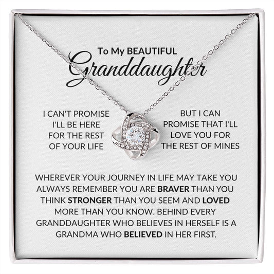 To My Beautiful Granddaughter | I Can't Promise | Love Knot Necklace