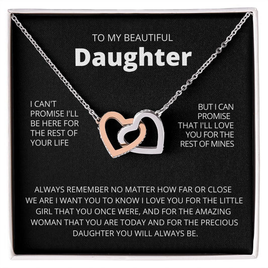 To My Beautiful Daughter / Amazing Woman That You Are / Interlocking Hearts Necklace