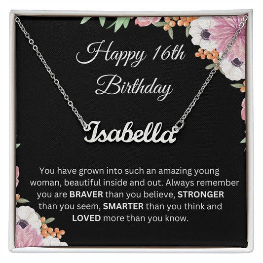 Happy 16th Birthday Name Necklace
