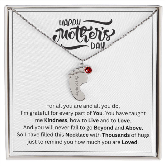 Happy Mother's Day / I'm Grateful / Custom Baby Feet Necklace